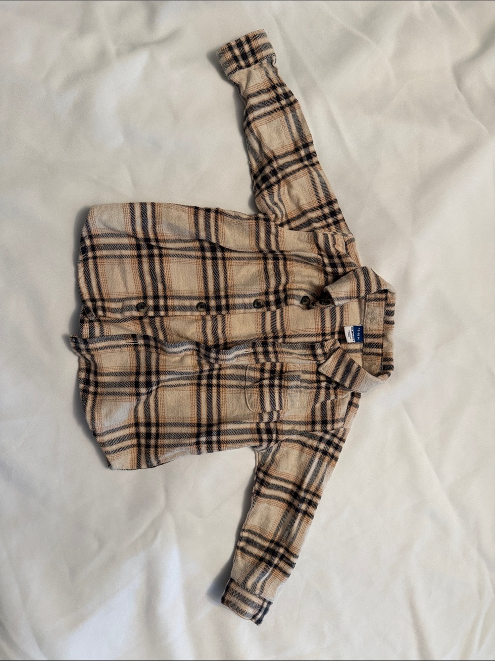 Toddler Plaid Button-Front Shirt Jacket - Beige Plaid